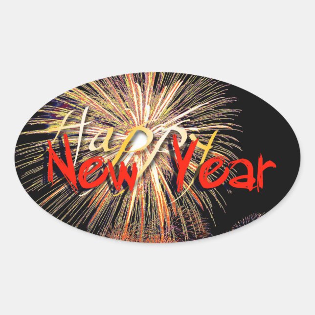 Red Fireworks Happy New Year 2022 O Sticker (Front)