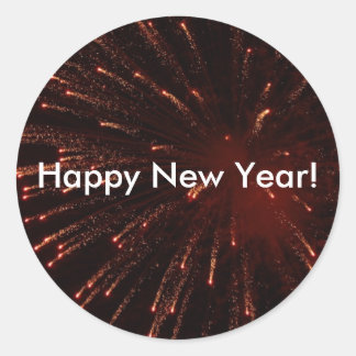 Red fireworks holiday gift sticker