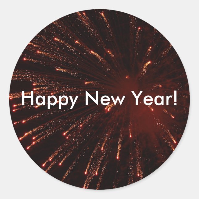 Red fireworks holiday gift sticker (Front)