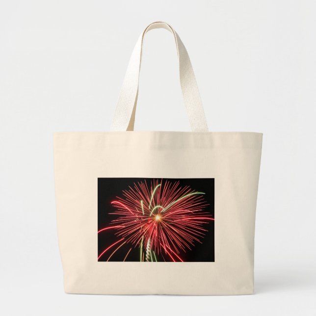 Red Fireworks Large Tote Bag (Front)