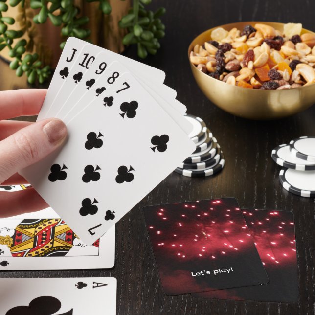 Red Fireworks, Let's Play, custom playing cards (In Situ)
