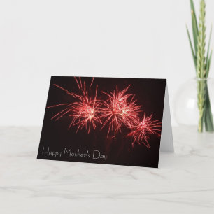 Red Fireworks Mother's Day Card