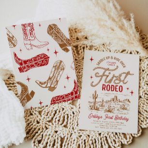 Red First Rodeo Birthday Invitation