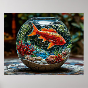 🐟 Red Fish Bowl Wall Decor Gift For Home 🎁