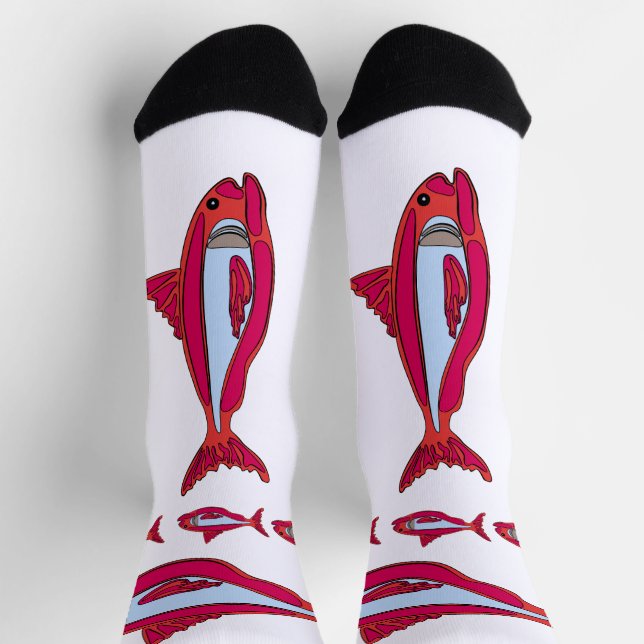 Red Fish Crew Socks (Top)
