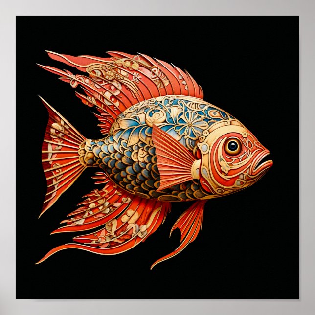 Red Fish Dark Painting  Poster (Front)