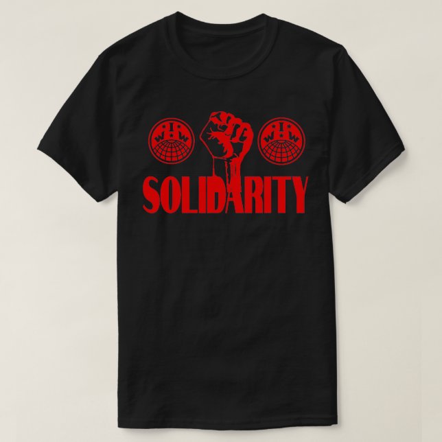 RED FIST SOLIDARITY IWW LOGOS  T-Shirt (Design Front)