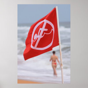 Red Flag on the Beach -- Florida Poster
