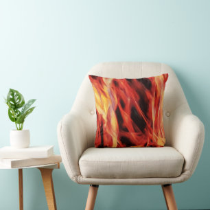 Red Flame and Fire Art Throw Pillow