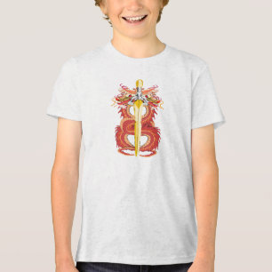 Red Flame dragon yellow Sword Tri-Blend Shirt