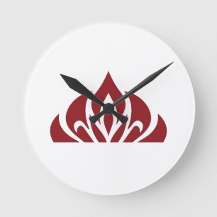 red flame logo on wall clock