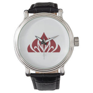 red flame logo on watch