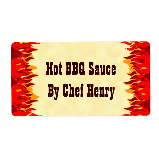 Red Flames BBQ Custom Canning Labels (Front)