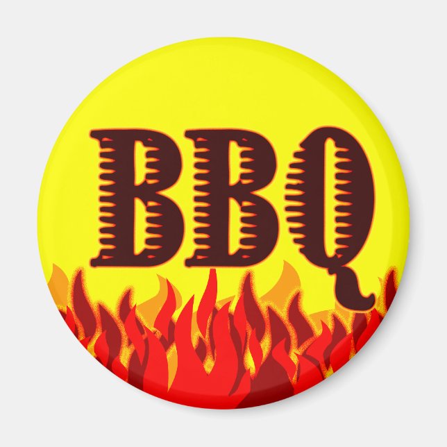 Red Flames BBQ Saying Magnet (Front)