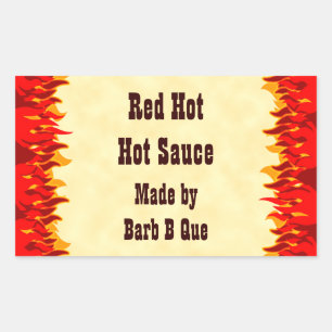 Red Flames Custom Jar or Hot Sauce Labels