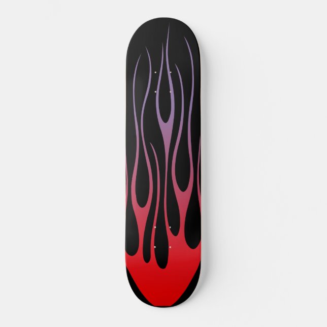red flames tribals on black background skateboard (Front)