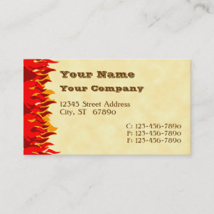 Red Flames Western Letters Business Cards