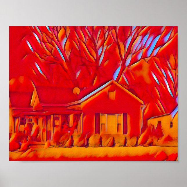 Red Flaming Suburb Poster (Front)