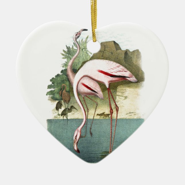 Red Flamingo Ceramic Tree Decoration (Front)