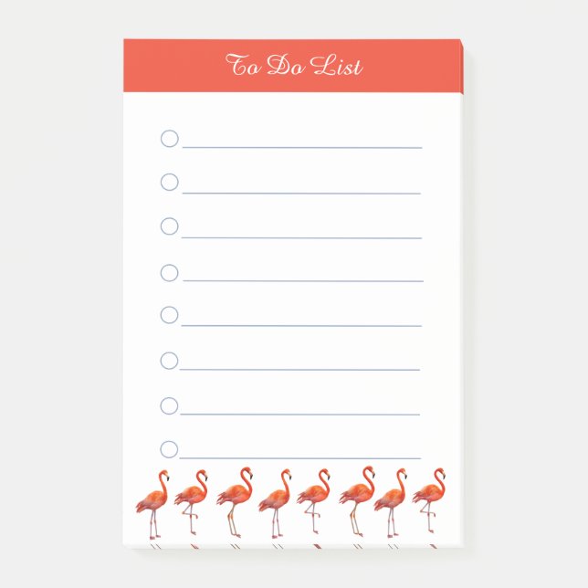  Red Flamingos & Calligraphy on White Things To Do Post-it Notes (Front)