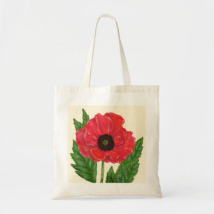Red Flanders Poppy tote bag
