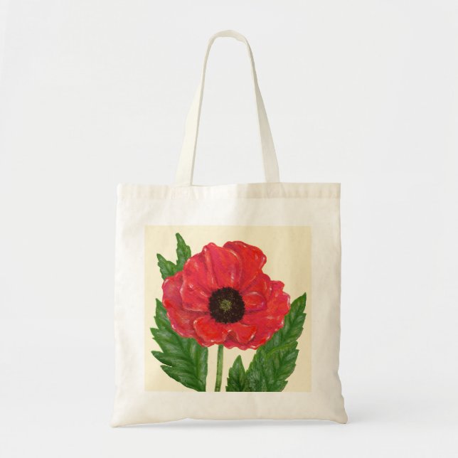 Red Flanders Poppy tote bag (Front)