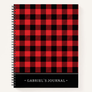 Red Flannel Buffalo Check Pattern   Add Your Name Notebook