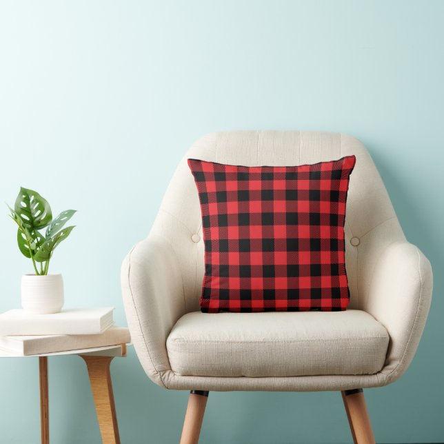 Red Flannel Buffalo Check Pattern Cushion (Chair)