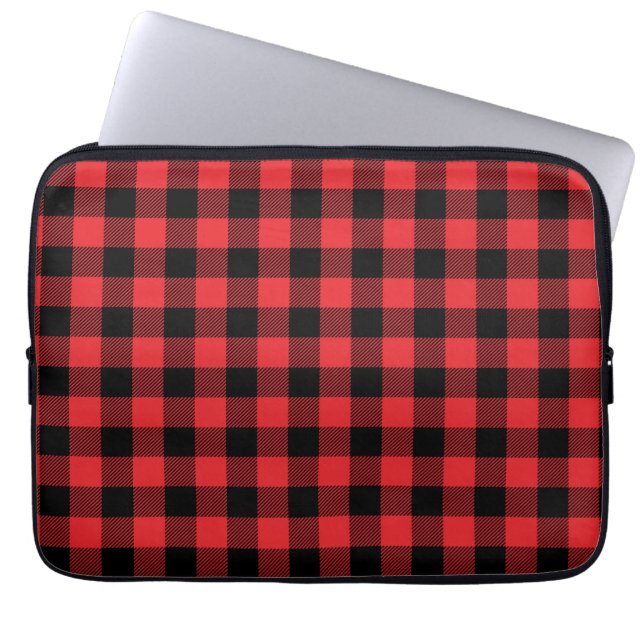 Red Flannel Buffalo Check Pattern Laptop Sleeve (Front)