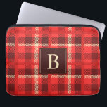 Red Flannel Look Plaid with Custom Monogram Laptop Sleeve<br><div class="desc">For that comfortable rustic look of warm red flannel,  this classic red plaid design is embellished with a matching monogram that you can edit with your own initial or other text.</div>