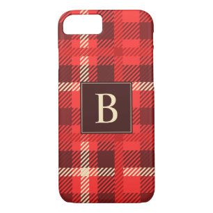 Red Flannel Look Plaid with Monogram Case-Mate iPhone Case
