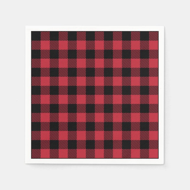 Red Flannel Rustic Paper Napkins (Front)