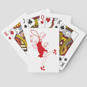 red flapper girl playing cards