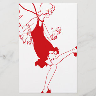red flapper girl stationery