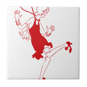 red flapper girl tile