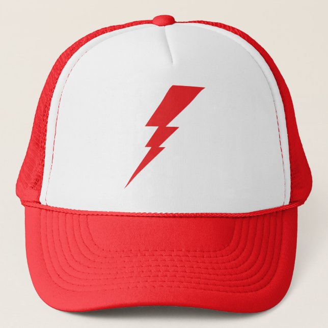Red Flash Lightning Bolt Trucker Hat (Front)