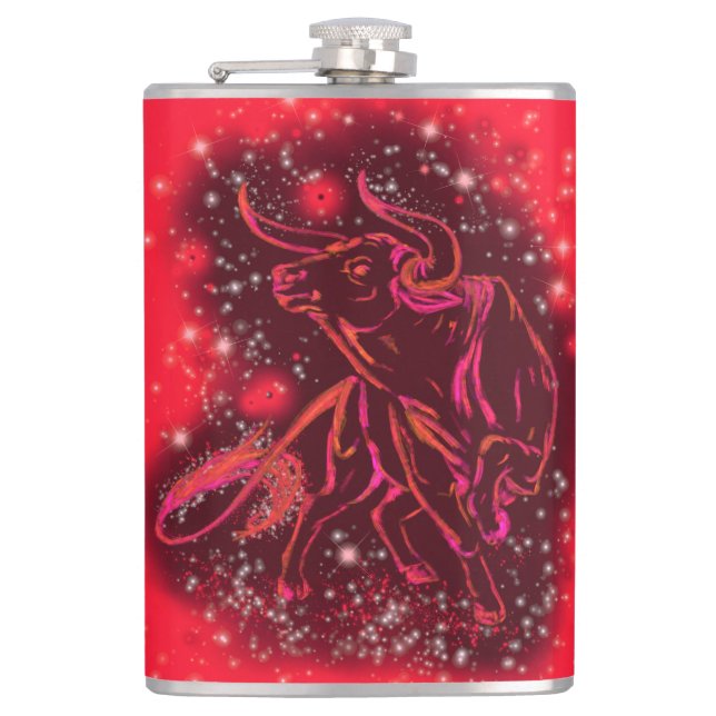Red Flask Bull Running At Starry Night (Front)