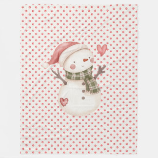Red Fleece Blanket w/ Snowman 