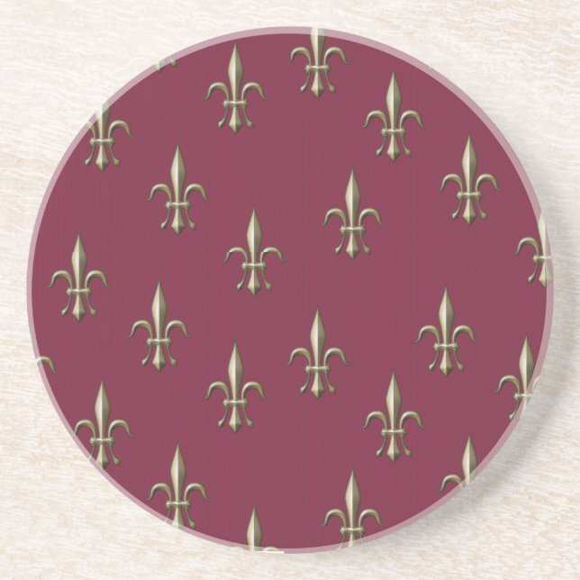 Red Fleur de Lis Coaster (Front)