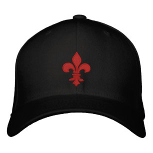 Red Fleur de Lis Embroidered Hat