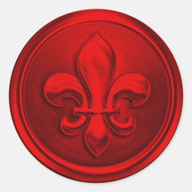 Red Fleur de Lis Envelope Seal Embossed Look (Front)