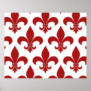 Red Fleur de lis French Symbol Poster