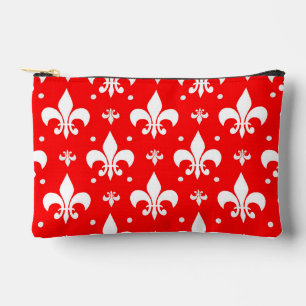 Red Fleur-de-lis Pattern Design Accessory Pouch