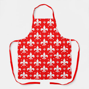 Red Fleur-de-lis Pattern Design Apron