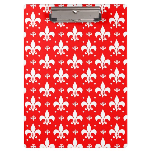 Red Fleur-de-lis Pattern Design  Clipboard (Front)