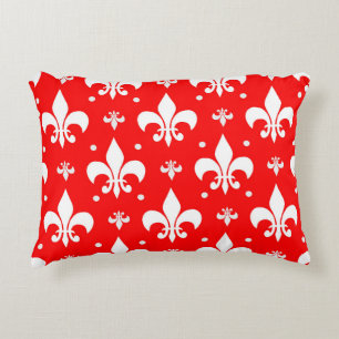 Red Fleur-de-lis Pattern Design Decorative Cushion