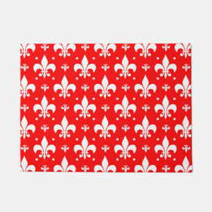 Red Fleur-de-lis Pattern Design  Doormat