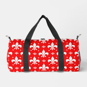 Red Fleur-de-lis Pattern Design Duffle Bag