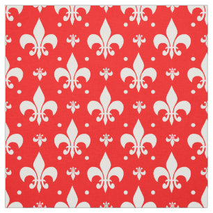 Red Fleur-de-lis Pattern Design  Fabric