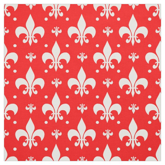 Red Fleur-de-lis Pattern Design  Fabric (Swatch)